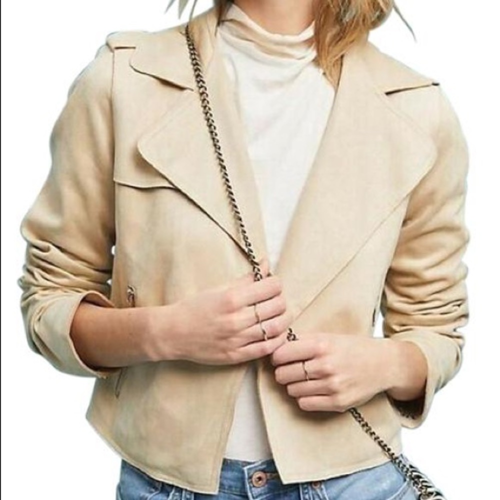 Anthropologie Sand Tan Expressway Moto Jacket Size XS